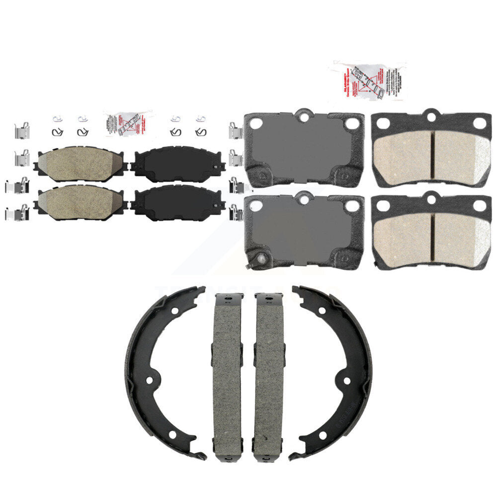 Front Semi-Metallic Rear Ceramic Disc Brake Pads And Parking Shoes Kit For KNN-101556