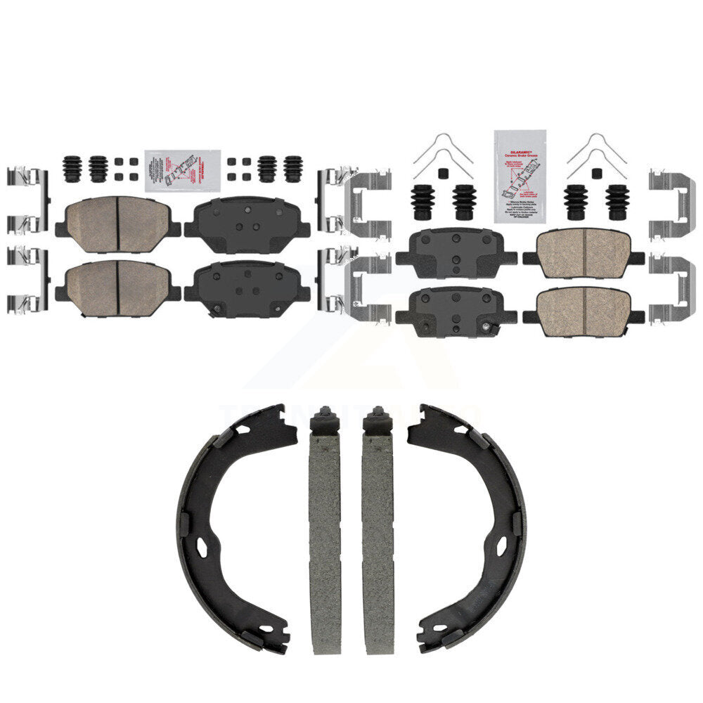 Front Rear Ceramic Disc Brake Pads And Parking Shoes Kit For Chevrolet Camaro KNN-101564