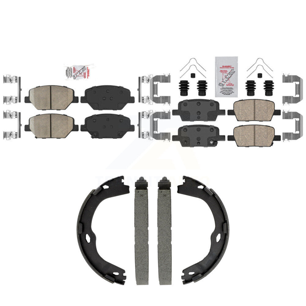 Front Rear Ceramic Disc Brake Pads And Parking Shoes Kit For Chevrolet Camaro KNN-101565