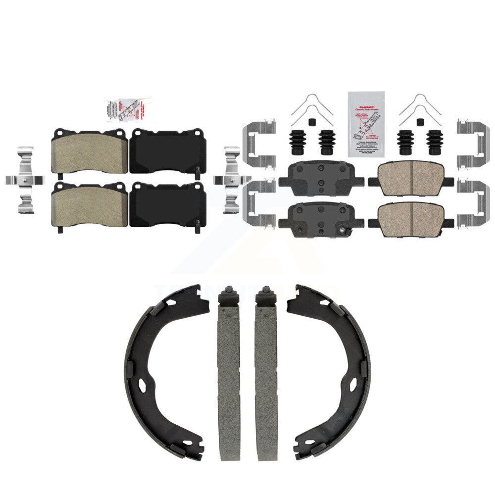 Front Semi-Metallic Rear Ceramic Disc Brake Pads And Parking Shoes Kit For KNN-101566