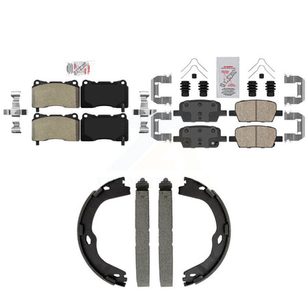 Front Semi-Metallic Rear Ceramic Disc Brake Pads And Parking Shoes Kit For KNN-101566
