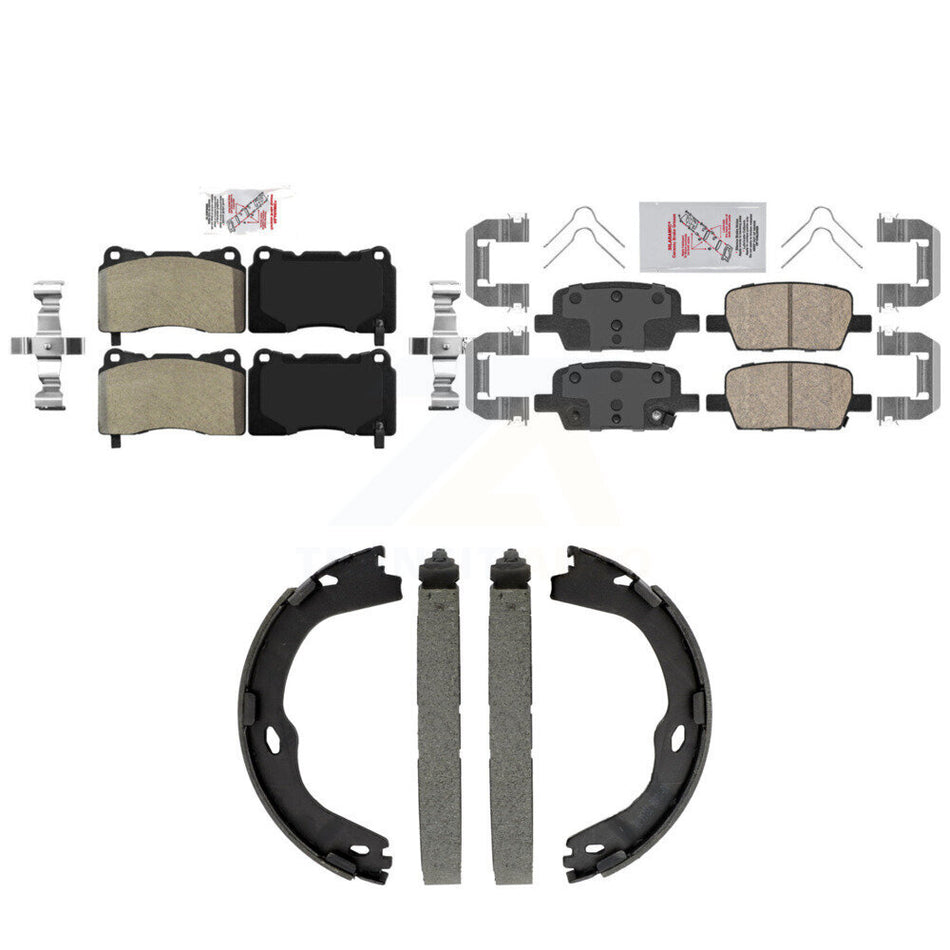 Front Semi-Metallic Rear Ceramic Disc Brake Pads And Parking Shoes Kit For KNN-101570