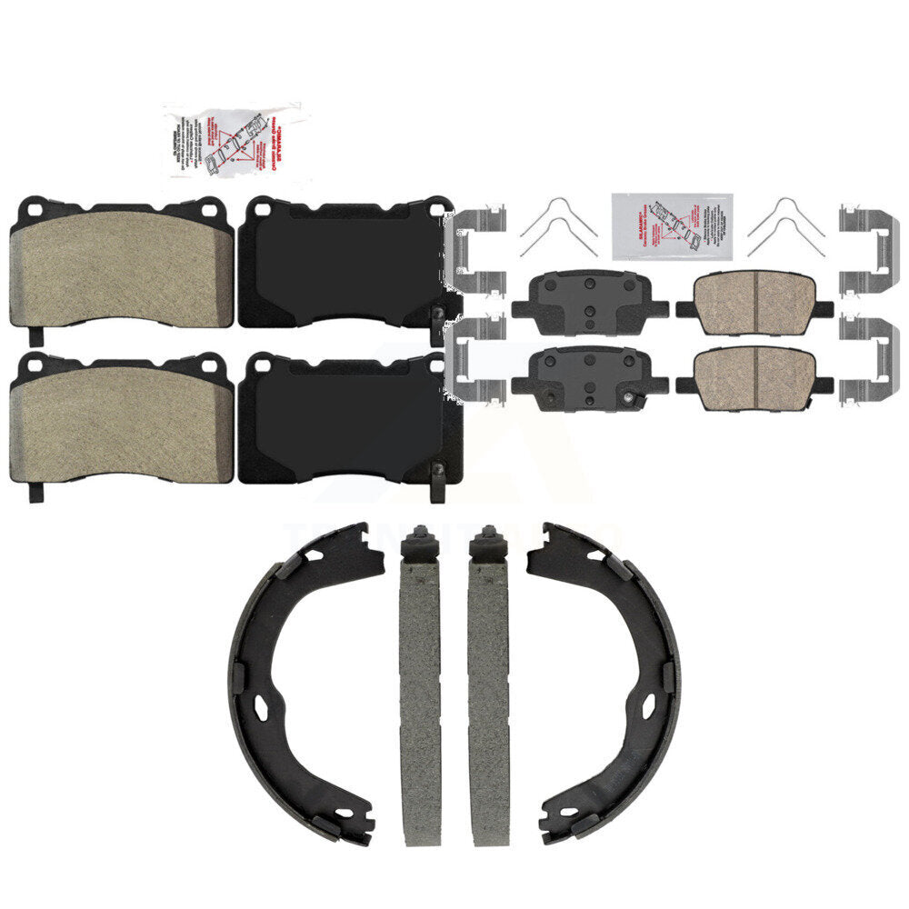 Front Semi-Metallic Rear Ceramic Disc Brake Pads And Parking Shoes Kit For KNN-101571