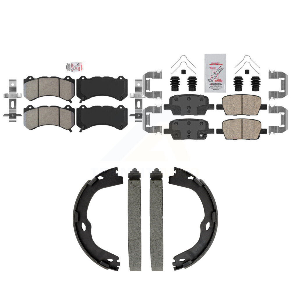 Front Semi-Metallic Rear Ceramic Disc Brake Pads And Parking Shoes Kit For KNN-101572