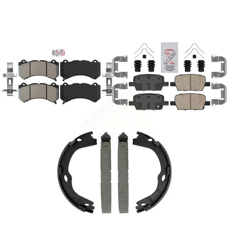Front Semi-Metallic Rear Ceramic Disc Brake Pads And Parking Shoes Kit For KNN-101572