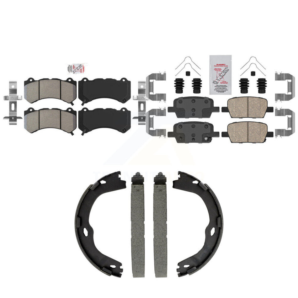 Front Semi-Metallic Rear Ceramic Disc Brake Pads And Parking Shoes Kit For KNN-101572