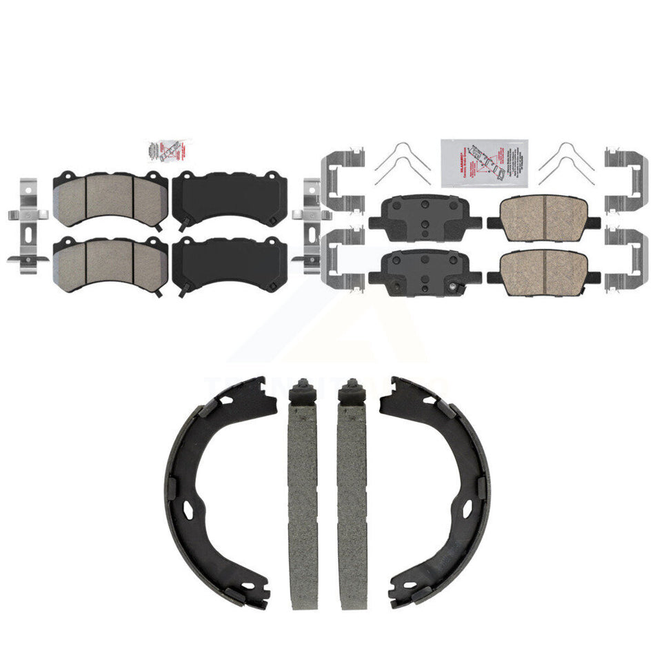 Front Semi-Metallic Rear Ceramic Disc Brake Pads And Parking Shoes Kit For KNN-101573