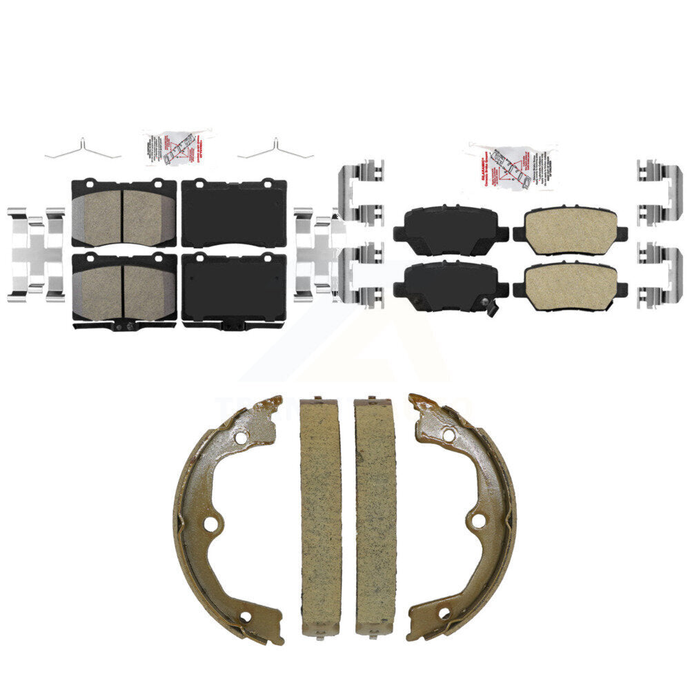 Front Rear Ceramic Disc Brake Pads And Parking Shoes Kit For 05-12 Acura RL KNN-101575