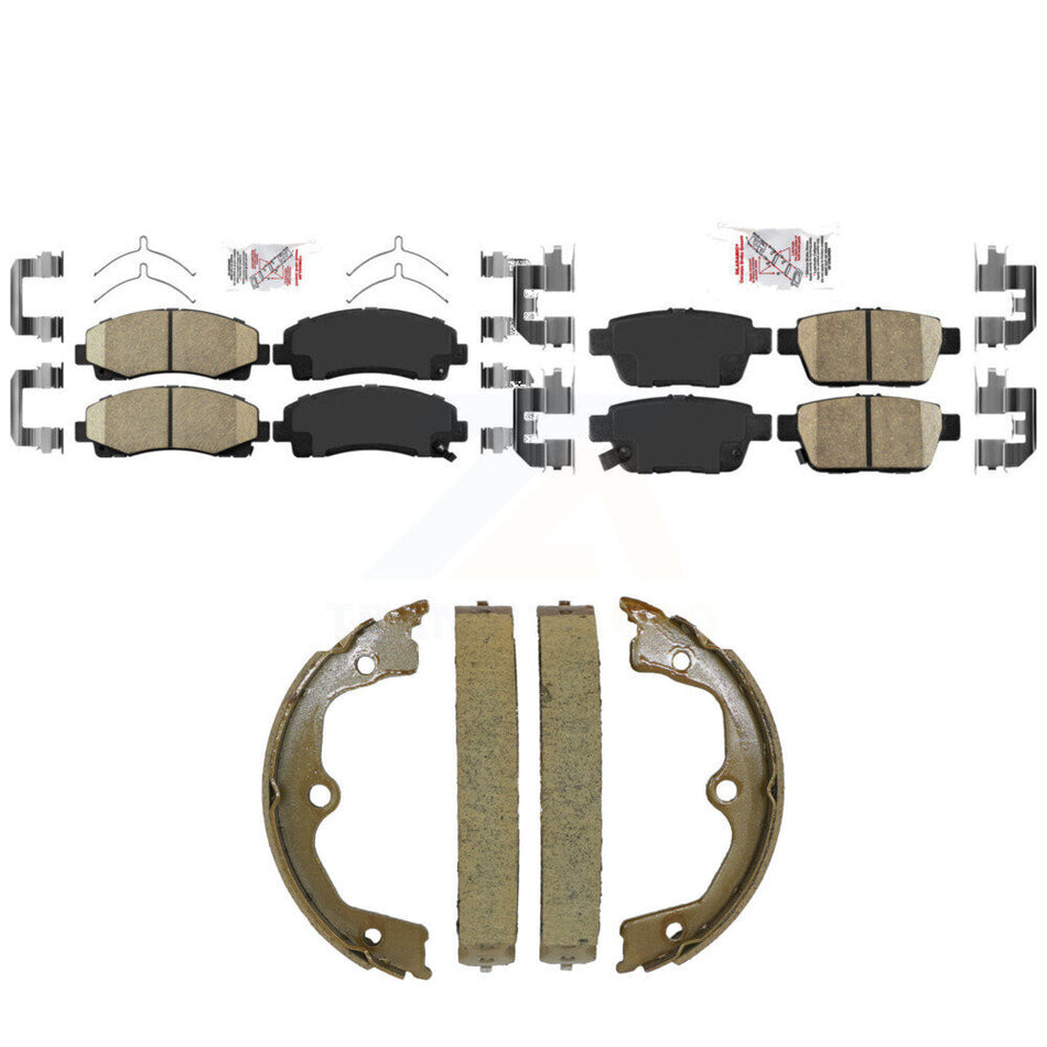 Front Rear Ceramic Disc Brake Pads And Parking Shoes Kit For 09-14 Acura TL KNN-101578