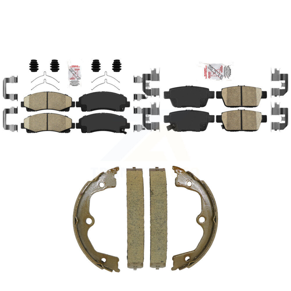 Front Rear Ceramic Disc Brake Pads And Parking Shoes Kit For 09-14 Acura TL KNN-101579