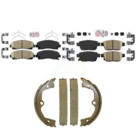 Front Rear Ceramic Disc Brake Pads And Parking Shoes Kit For 09-14 Acura TL KNN-101580