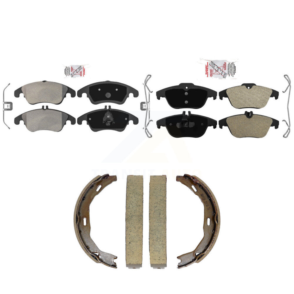 Front Rear Semi-Metallic Disc Brake Pads And Parking Shoes Kit For C300 E350 KNN-101584