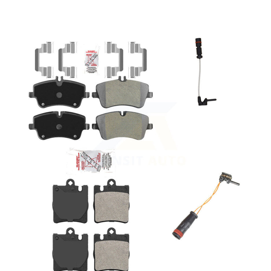 Front Rear Ceramic Brake Pads Wear Sensor Kit For 03 Mercedes-Benz CLK320 Coupe with 3.2L KNW-100075