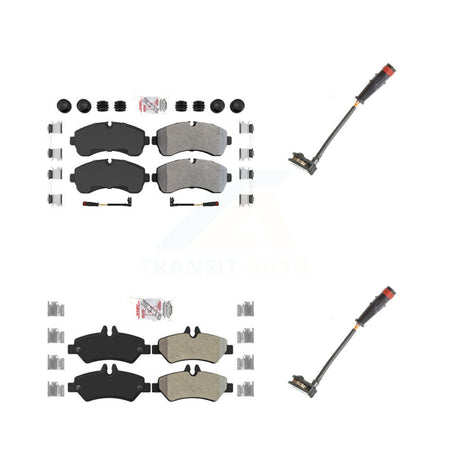 Front Rear Ceramic Disc Brake Pad Extra Wear Sensor Kit For 2009 Dodge Sprinter 3500 3.0L KNW-100086