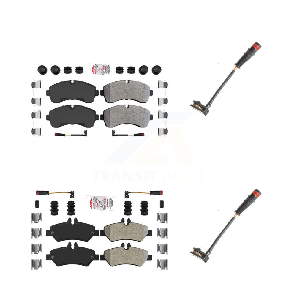Front Rear Ceramic Disc Brake Pad Extra Wear Sensor Kit For 2009 Dodge Sprinter 3500 3.0L KNW-100088