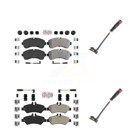 Front Rear Ceramic Disc Brake Pad Extra Wear Sensor Kit For 2009 Dodge Sprinter 3500 3.0L KNW-100088