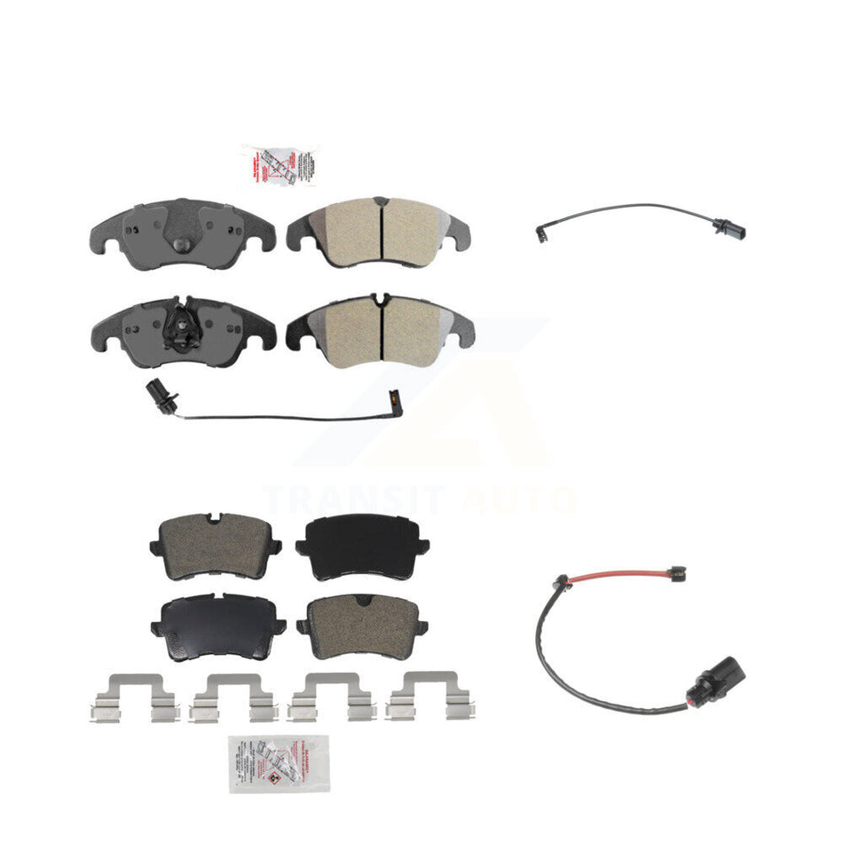 Front Rear Ceramic Disc Brake Pads And Extra Wear Sensors Kit For 2012 Audi A6 KNW-100089