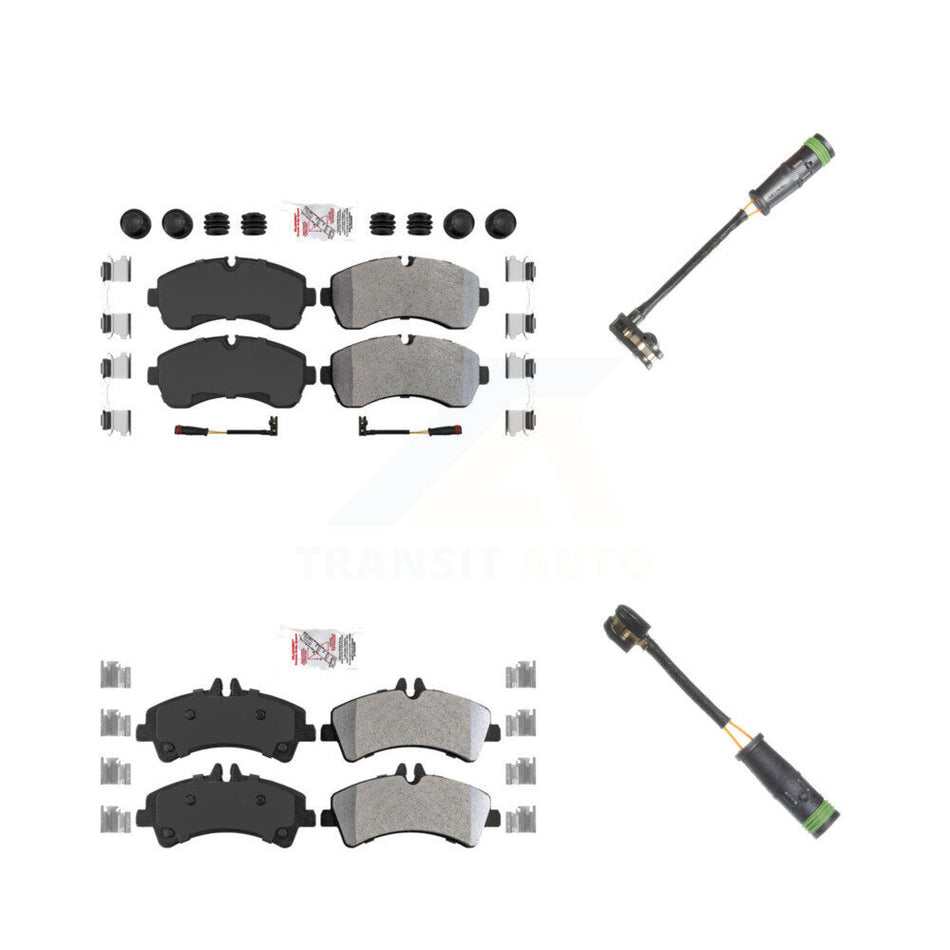 Front Rear Ceramic Brake Pad Extra Wear Sensor Kit For Mercedes-Benz Sprinter 3500 3500XD KNW-100146
