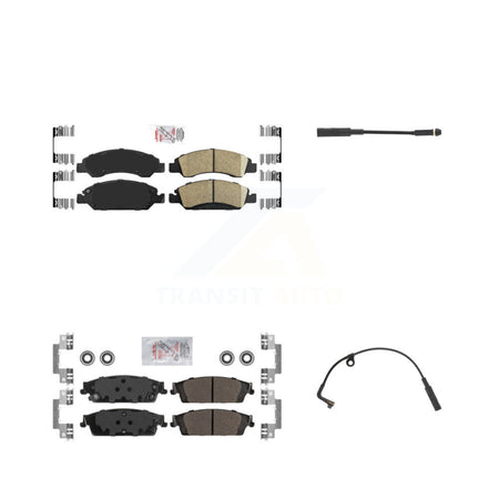 Front Rear Ceramic Brake Pad & Wear Sensor Kit For Chevrolet Silverado 1500 LD GMC Sierra KNW-100169