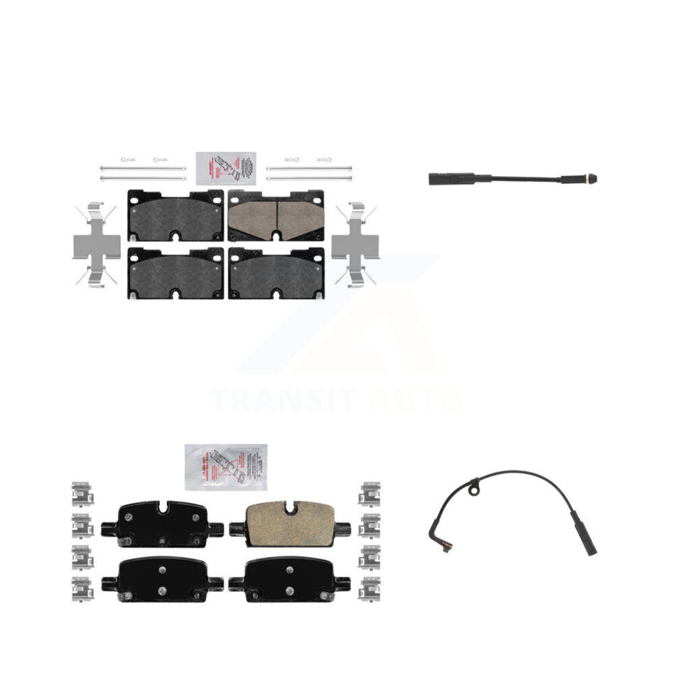 Front Rear Ceramic Brake Pad & Wear Sensor Kit For GMC Chevrolet Silverado 1500 Sierra XL KNW-100177
