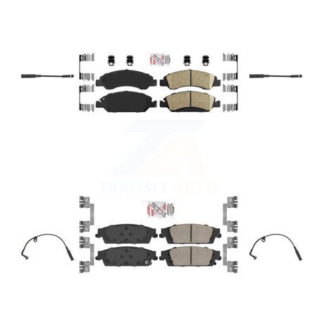 Front Rear Ceramic Brake Pad & Wear Sensor Kit For Chevrolet Silverado 1500 LD GMC Sierra KNW-100226