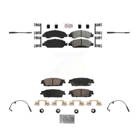 Front Rear Ceramic Brake Pad & Wear Sensor Kit For Chevrolet Silverado 1500 LD GMC Sierra KNW-100232