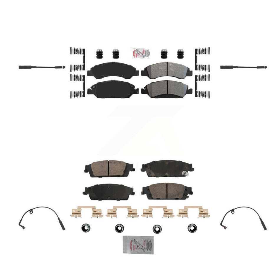 Front Rear Ceramic Brake Pad & Wear Sensor Kit For Chevrolet Silverado 1500 LD GMC Sierra KNW-100232