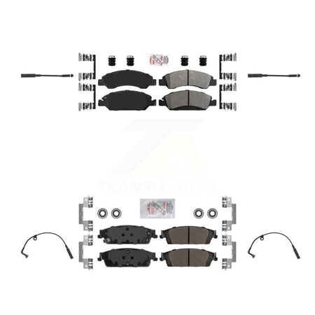 Front Rear Ceramic Brake Pad & Wear Sensor Kit For Chevrolet Silverado 1500 LD GMC Sierra KNW-100233