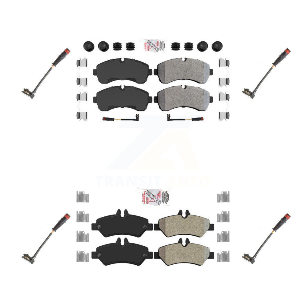 Front Rear Ceramic Disc Brake Pad Extra Wear Sensor Kit For 2009 Dodge Sprinter 3500 3.0L KNW-100309
