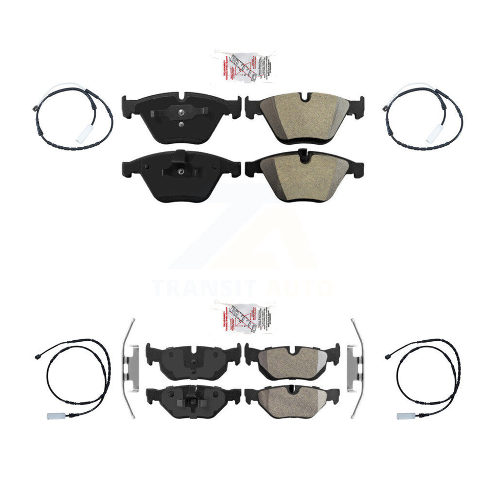 Front Rear Ceramic Disc Brake Pads And Wear Sensors Kit For 2012 BMW 328i xDrive 3.0L KNW-100356