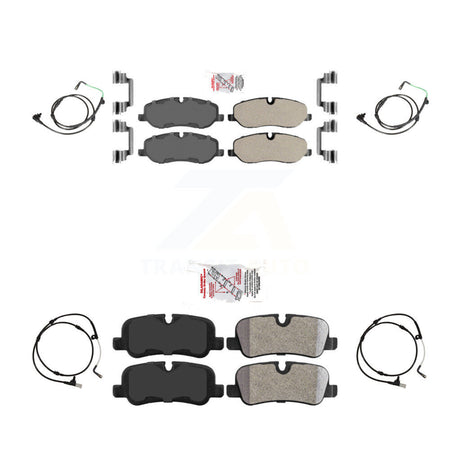 Front Rear Ceramic Disc Brake Pads And Wear Sensors Kit For 2005 Land Rover LR3 4.4L KNW-100383