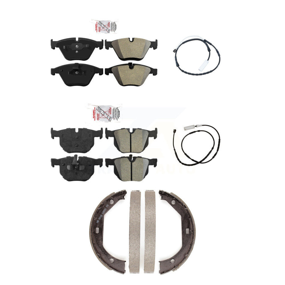 Front Rear Ceramic Brake Pads Wear Sensor Kit (5Pc) For 13 BMW X1 xDrive35i with AWD 3.0L KNW-100397