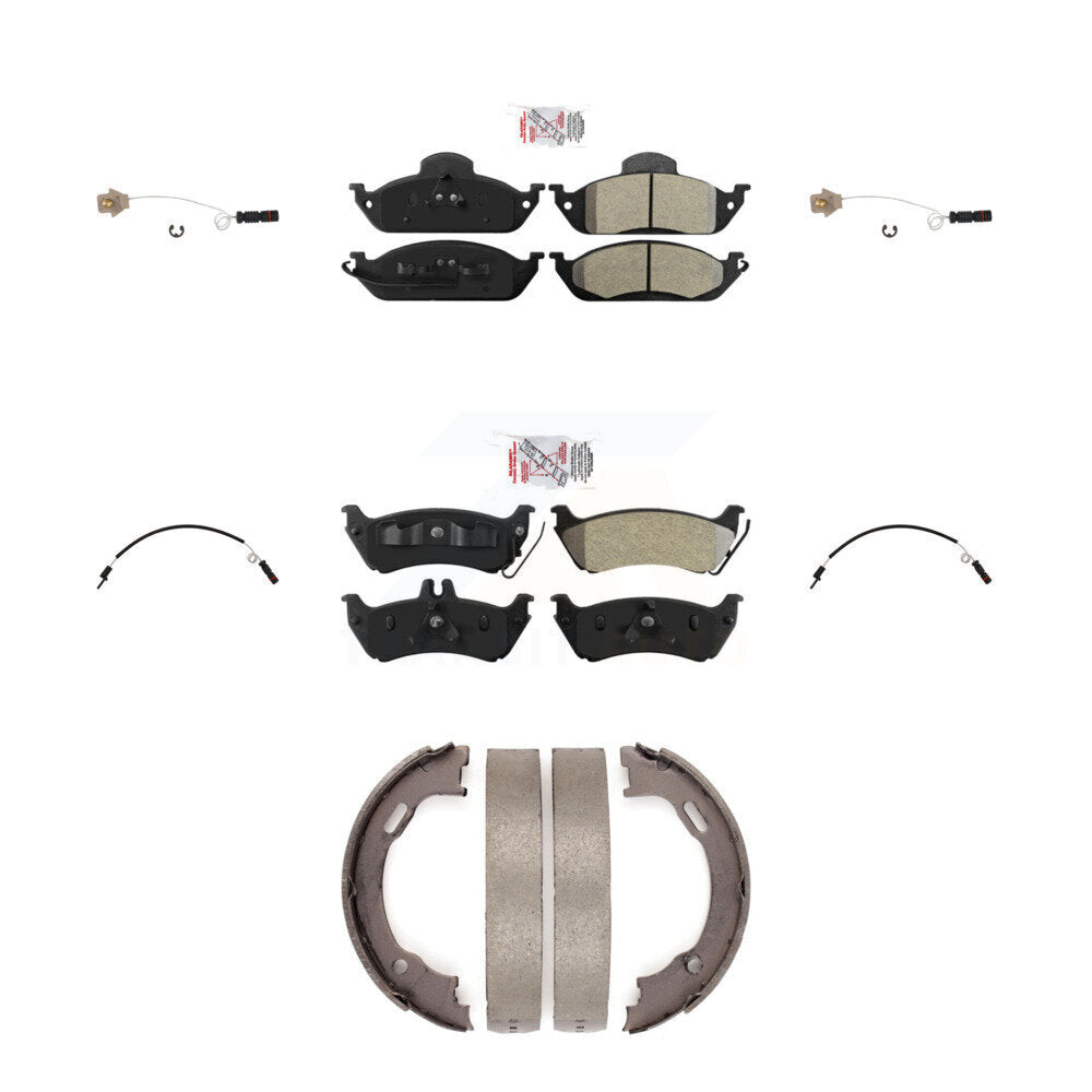 Front Rear Ceramic Brake Pads & Wear Sensor Kit (7Pc) For Mercedes-Benz ML320 ML350 ML430 KNW-100462