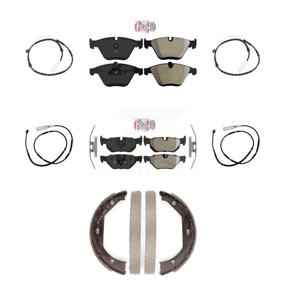 Front Rear Ceramic Brake Pads Wear Sensor Kit (7Pc) For 13 BMW X1 xDrive28i with AWD 2.0L KNW-100473