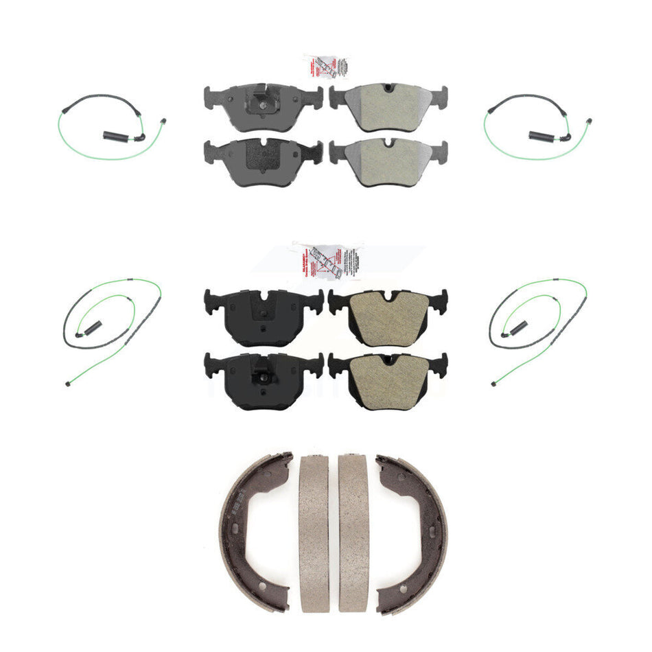 Front Rear Ceramic Disc Brake Pads And Wear Sensors Kit (7Pc) For 2005-2006 BMW M3 3.2L KNW-100531