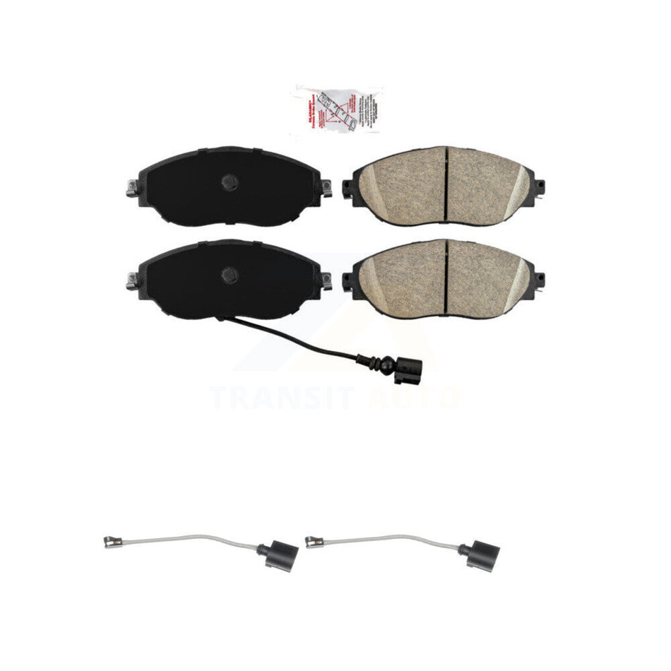 Front Ceramic Brake Pad Extra Wear Sensor Kit For Volkswagen Jetta GTI Golf R Arteon Audi KNW-100763