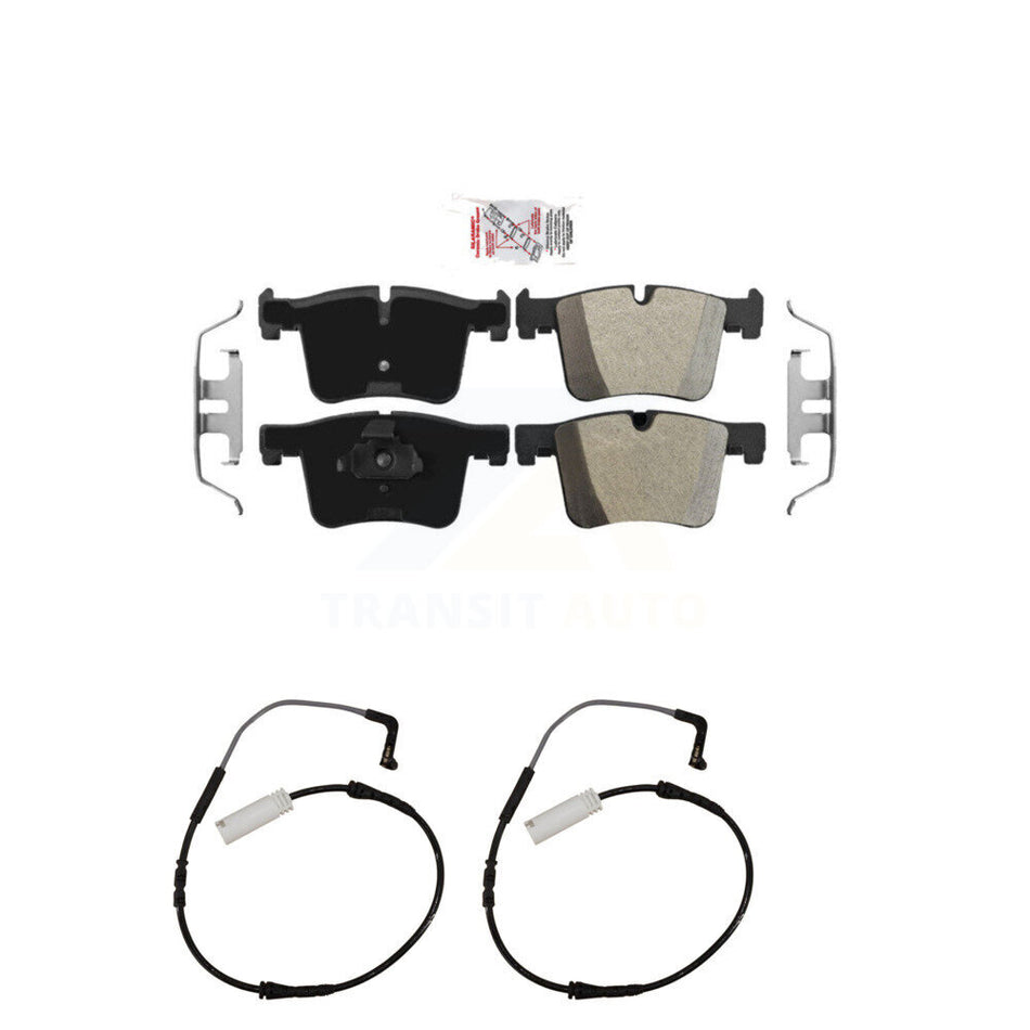 Front Ceramic Disc Brake Pad Wear Sensor Kit For 2012 BMW 328i with Black Painted Caliper KNW-100790