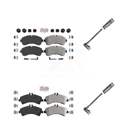 Front Rear Ceramic Disc Brake Pads & Extra Wear Sensor Kit For Freightliner Sprinter 3500 KNW-101124