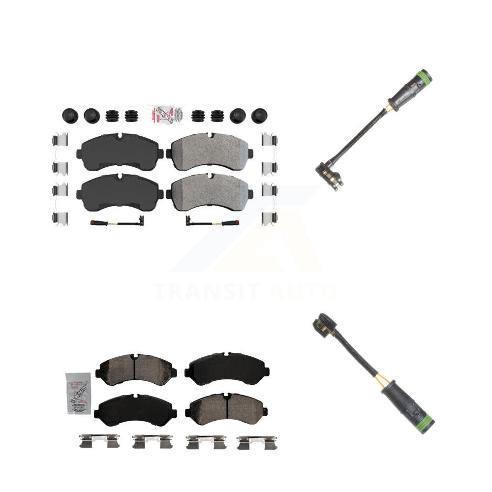 Front Rear Ceramic Disc Brake Pads & Extra Wear Sensor Kit For Freightliner Sprinter 4500 KNW-101132