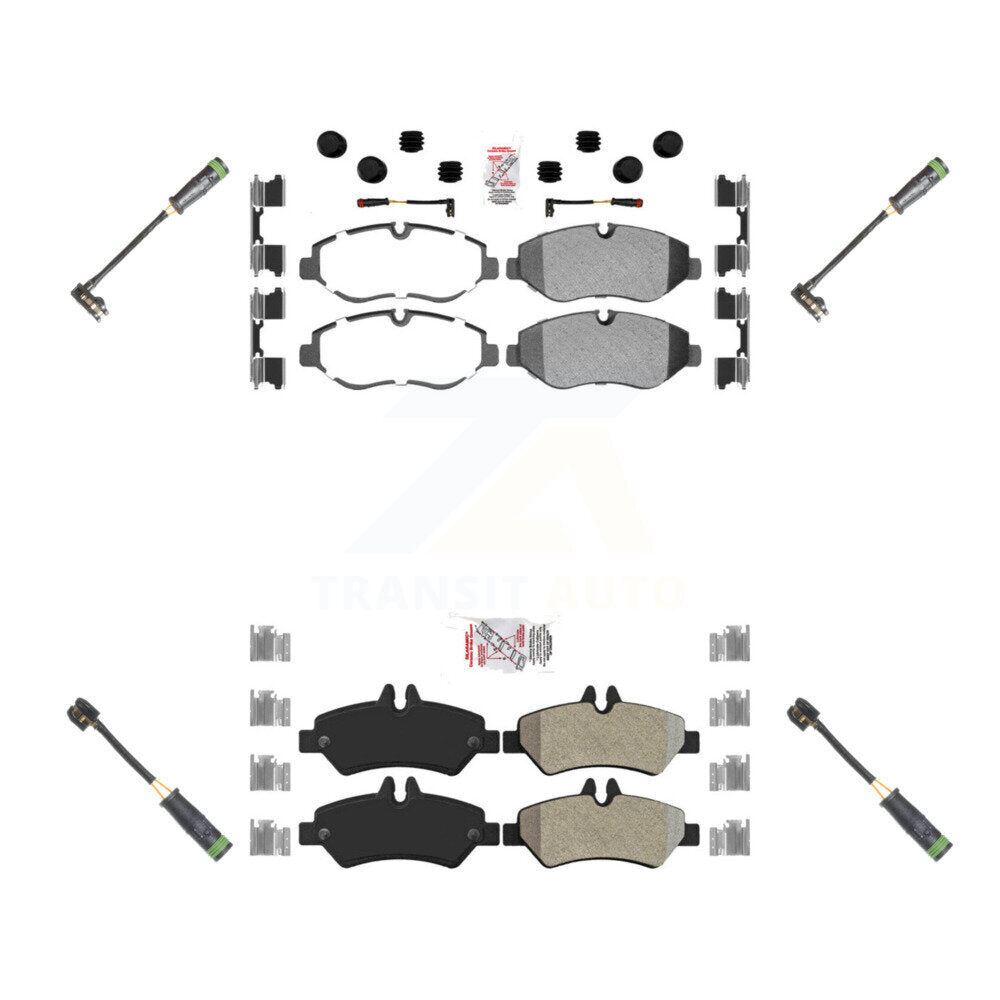 Front Rear Ceramic Disc Brake Pads & Extra Wear Sensor Kit For Freightliner Sprinter 2500 KNW-101152