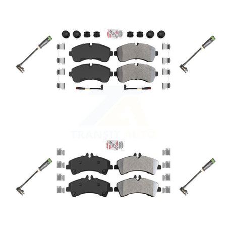 Front Rear Ceramic Disc Brake Pads & Extra Wear Sensor Kit For Freightliner Sprinter 3500 KNW-101160