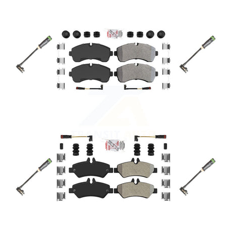 Front Rear Ceramic Disc Brake Pads & Extra Wear Sensor Kit For Freightliner Sprinter 3500 KNW-101163