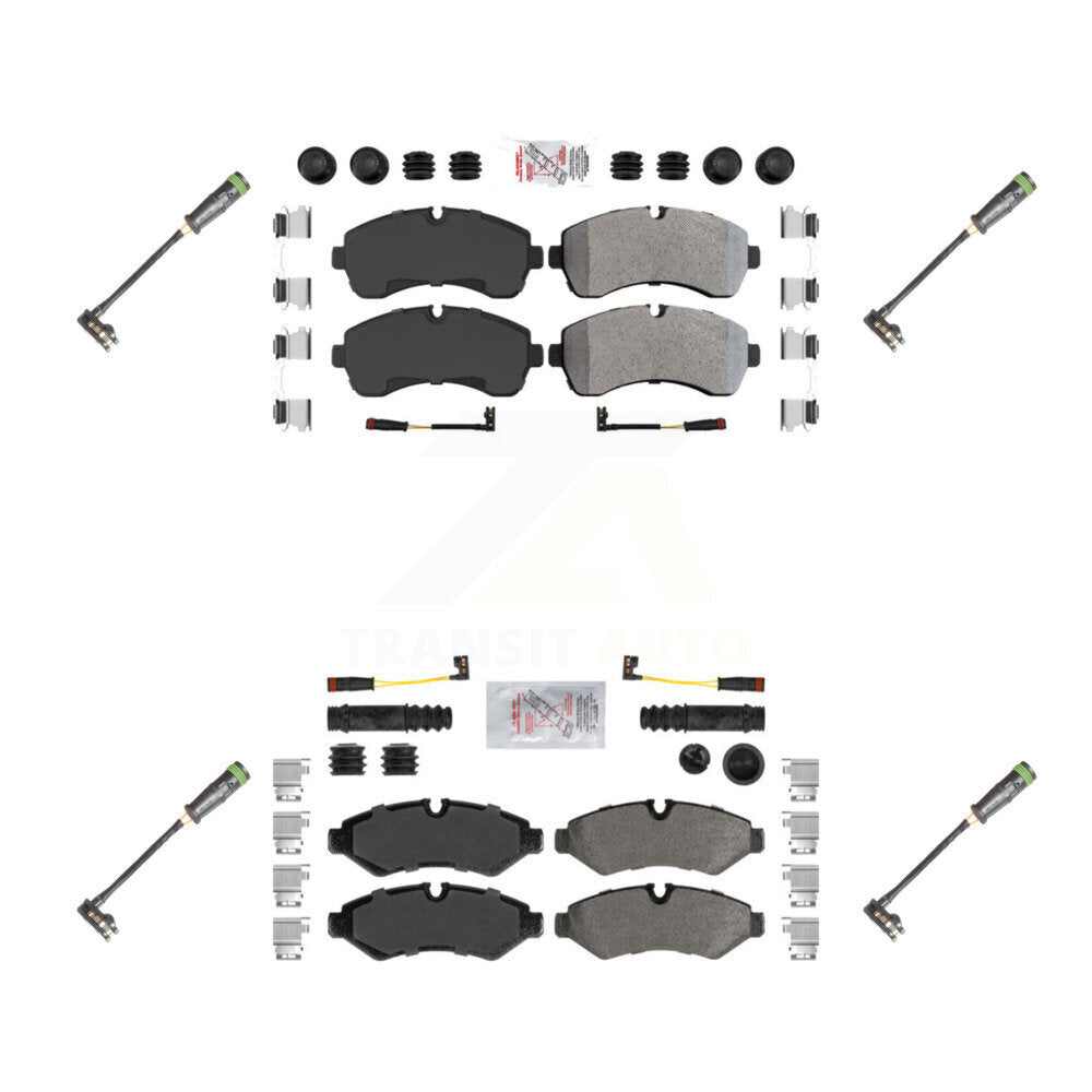Front Rear Ceramic Brake Pads & Extra Wear Sensor Kit For Freightliner Sprinter 2500 3500 KNW-101165