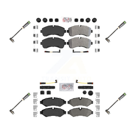 Front Rear Ceramic Brake Pads & Extra Wear Sensor Kit For Freightliner Sprinter 2500 3500 KNW-101165