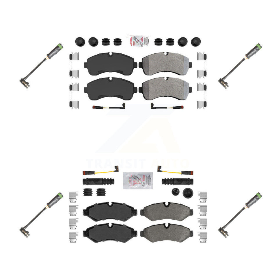 Front Rear Ceramic Brake Pads & Extra Wear Sensor Kit For Freightliner Sprinter 2500 3500 KNW-101165