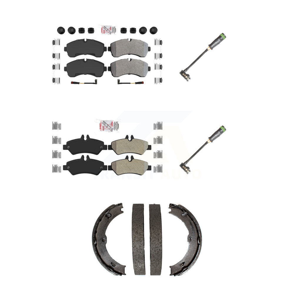 Front Rear Ceramic Brake Pad & Extra Wear Sensor Kit (5Pc) For Freightliner Sprinter 3500 KNW-101170
