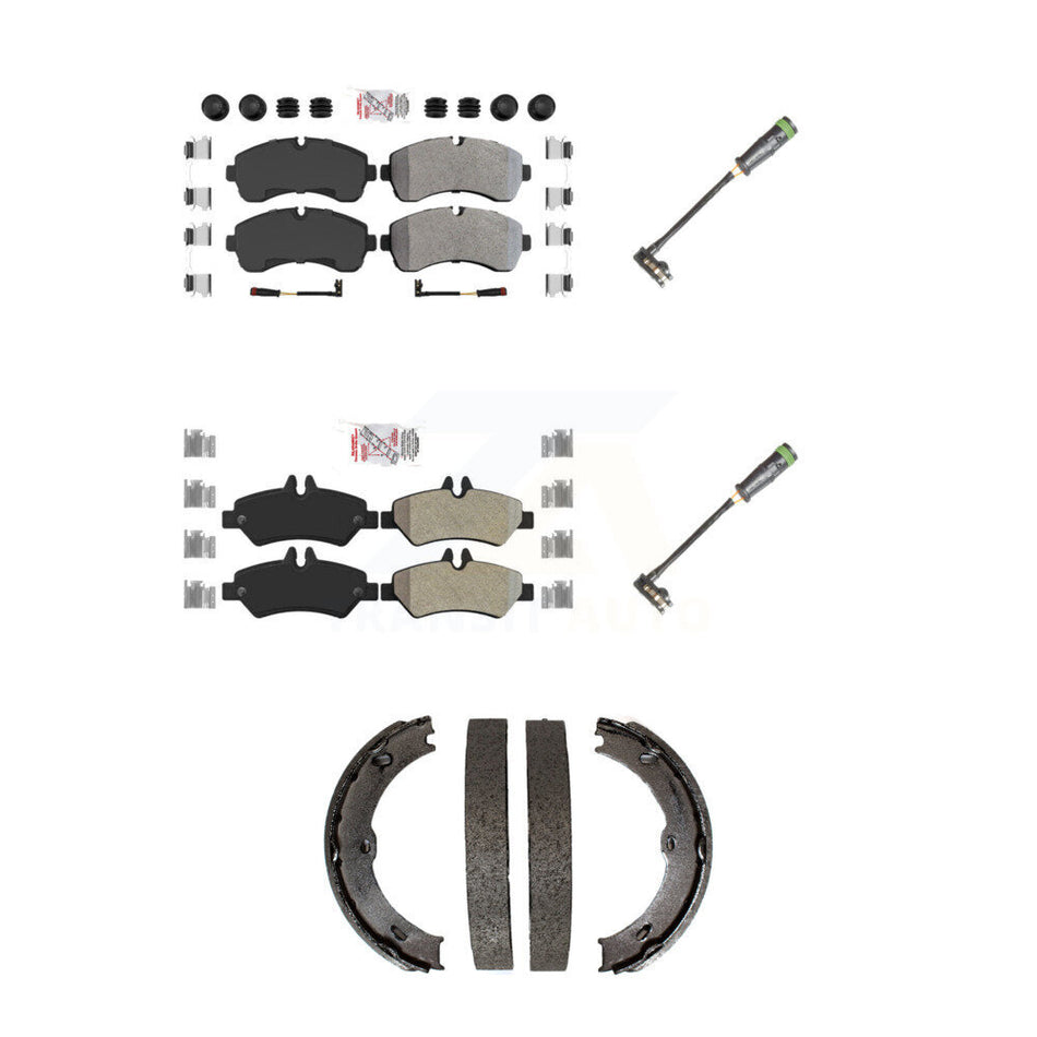 Front Rear Ceramic Brake Pad & Extra Wear Sensor Kit (5Pc) For Freightliner Sprinter 3500 KNW-101170
