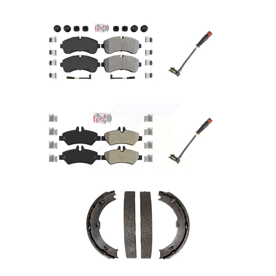 Front Rear Ceramic Brake Pads Extra Wear Sensor Kit (5Pc) For 09 Dodge Sprinter 3500 3.0L KNW-101174