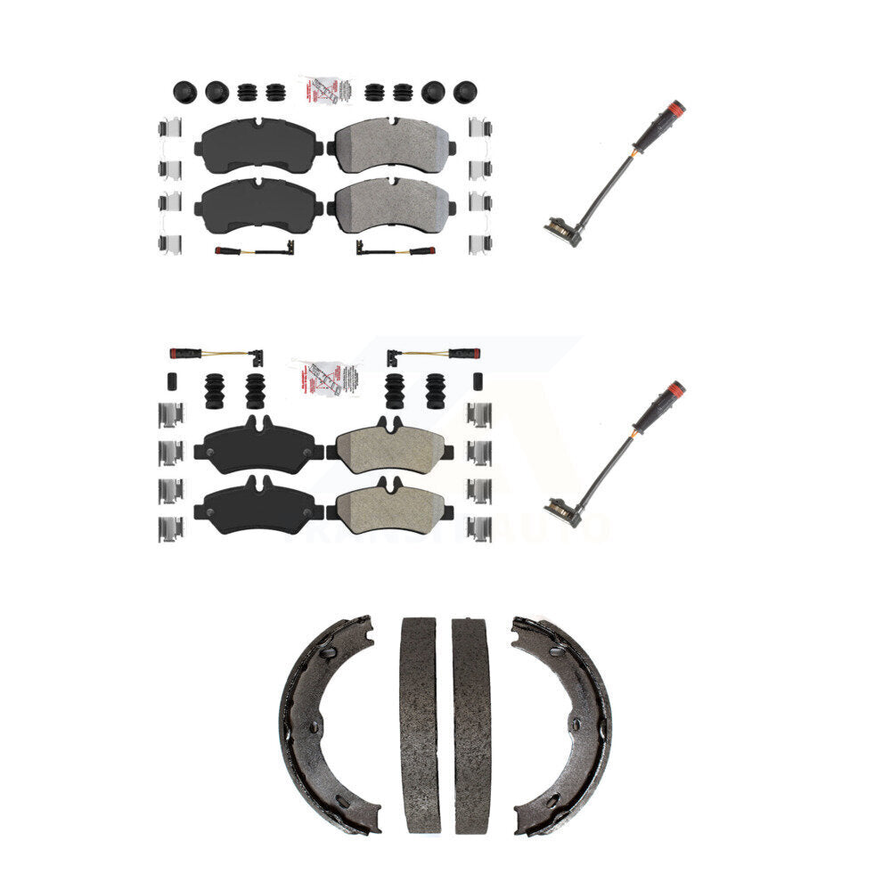 Front Rear Ceramic Brake Pads Extra Wear Sensor Kit (5Pc) For 09 Dodge Sprinter 3500 3.0L KNW-101175
