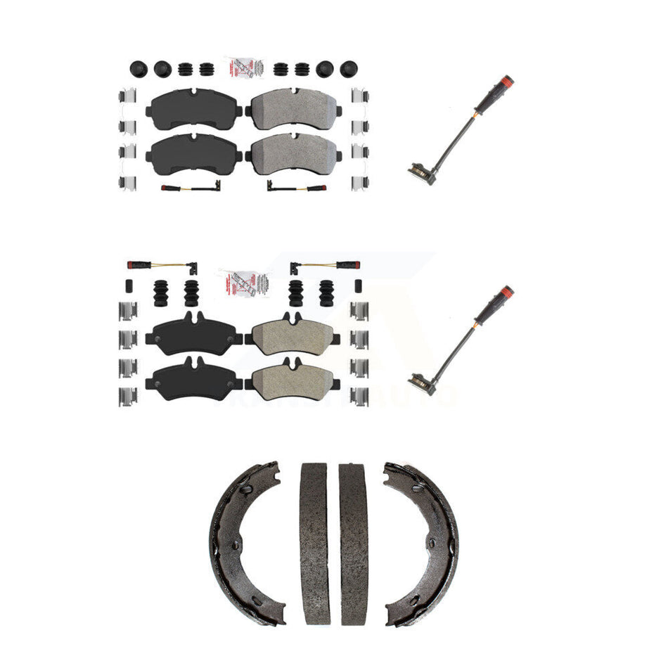 Front Rear Ceramic Brake Pads Extra Wear Sensor Kit (5Pc) For 09 Dodge Sprinter 3500 3.0L KNW-101175